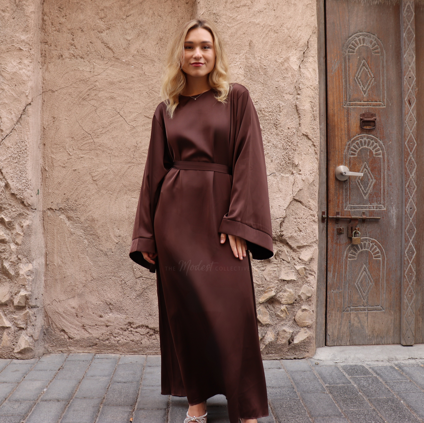 Satin long sleeve maxi dress