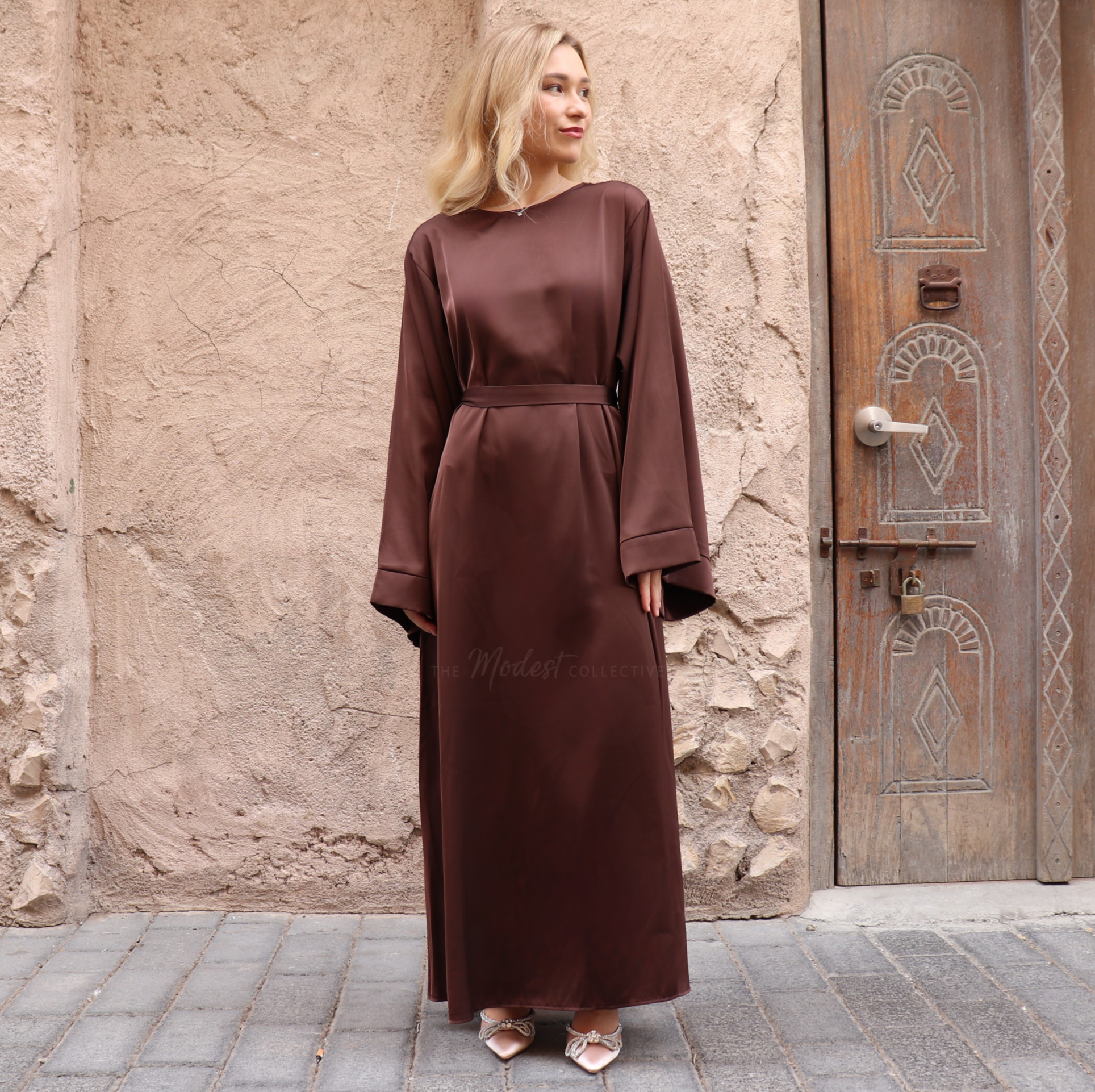 Satin Maxi Dress - Chocolate Brown Large Satin Maxi Dress - Chocolate Brown Large