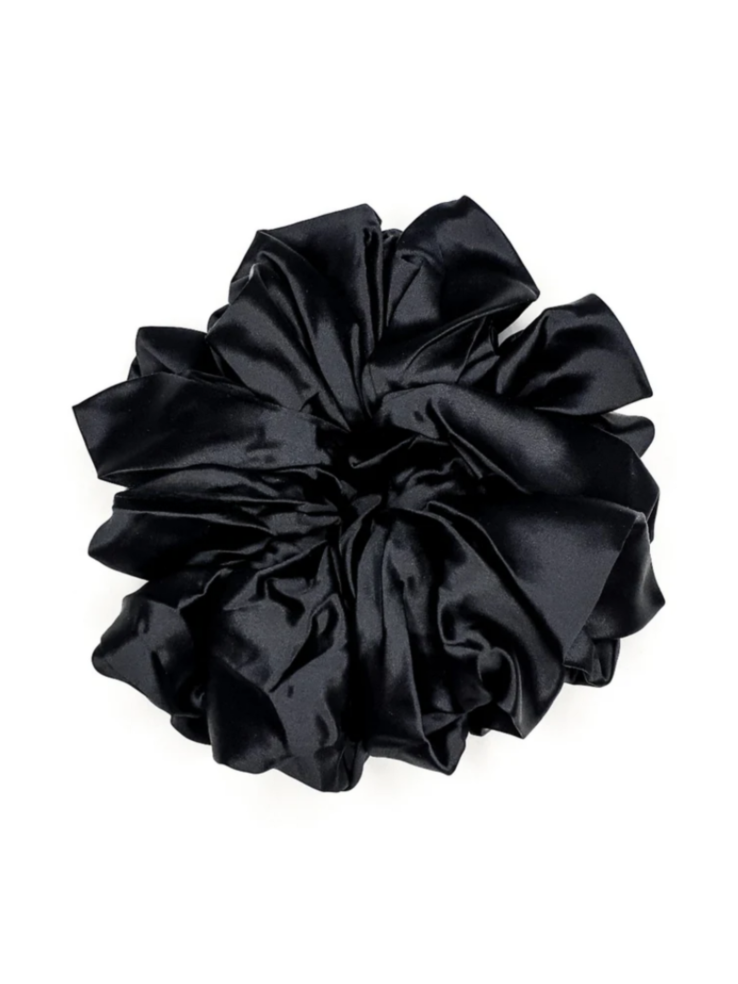 Black Satin Hijab Volumizing Scrunchie | Comfortable Hair Accessory