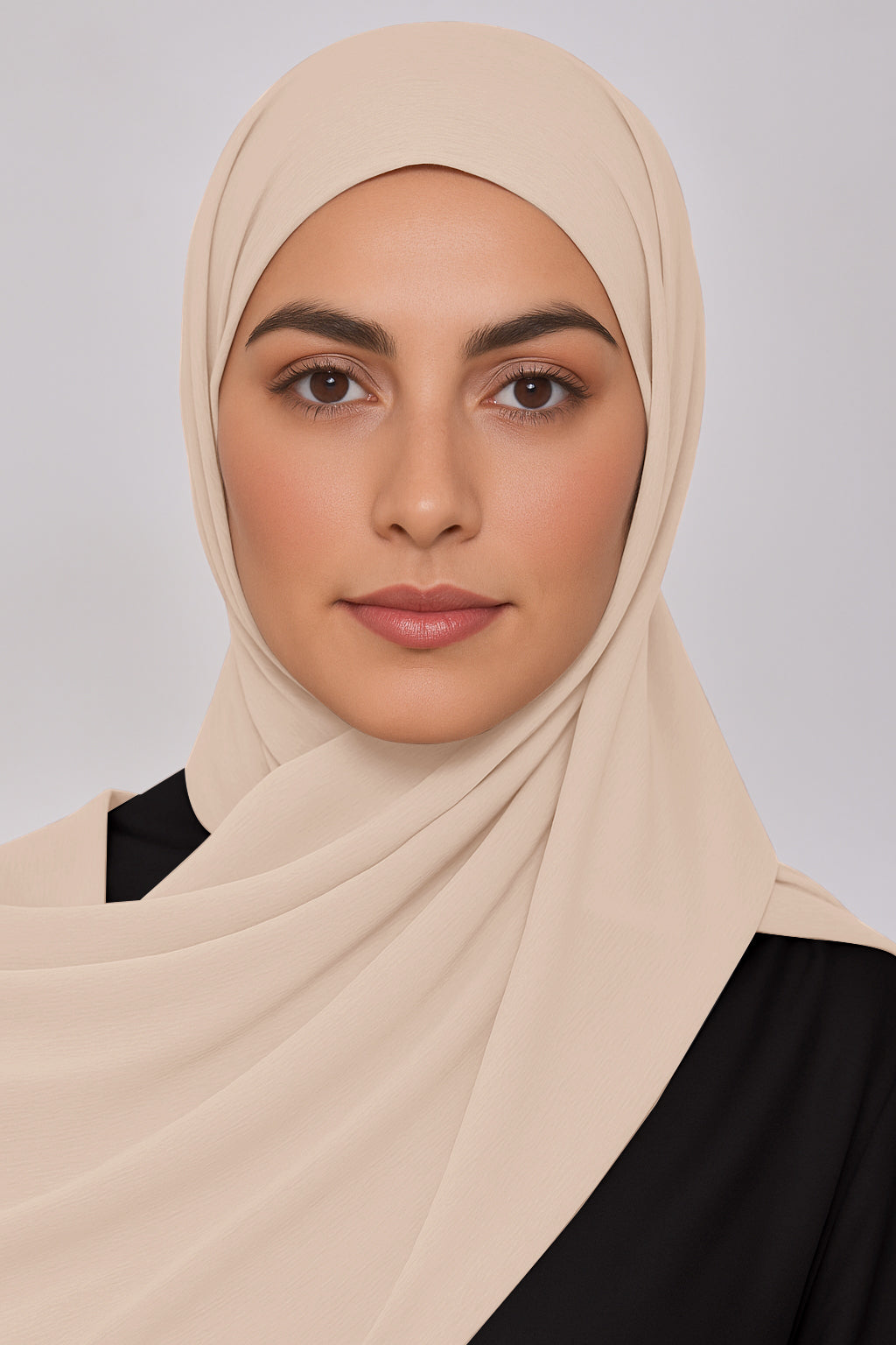 Satin Crinkle Chiffon Hijab - Champagne