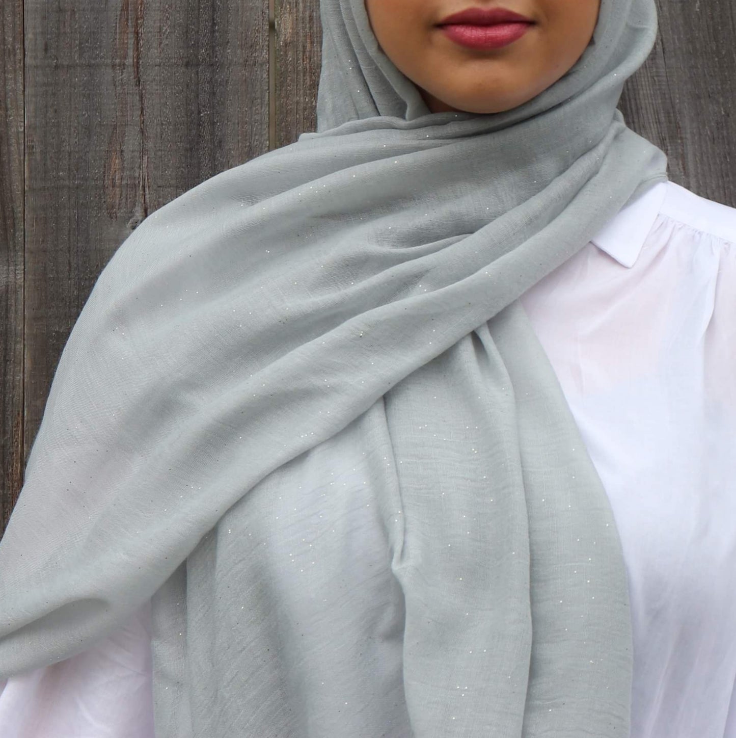 Light Grey Cotton Viscose Hijab with Glitter | Chic & Breathable Hijab