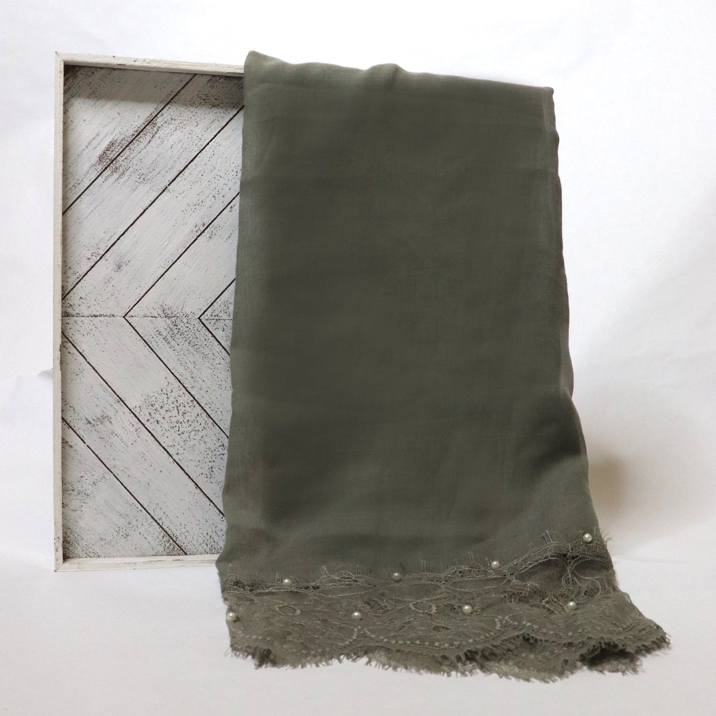 Concrete Lace & Pearl Cotton Viscose Hijab | Chic Women's Hijabs