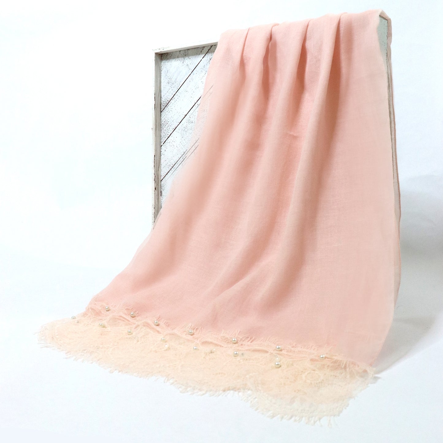 Lace & Pearl Cotton Viscose Hijab - Sugar Candy