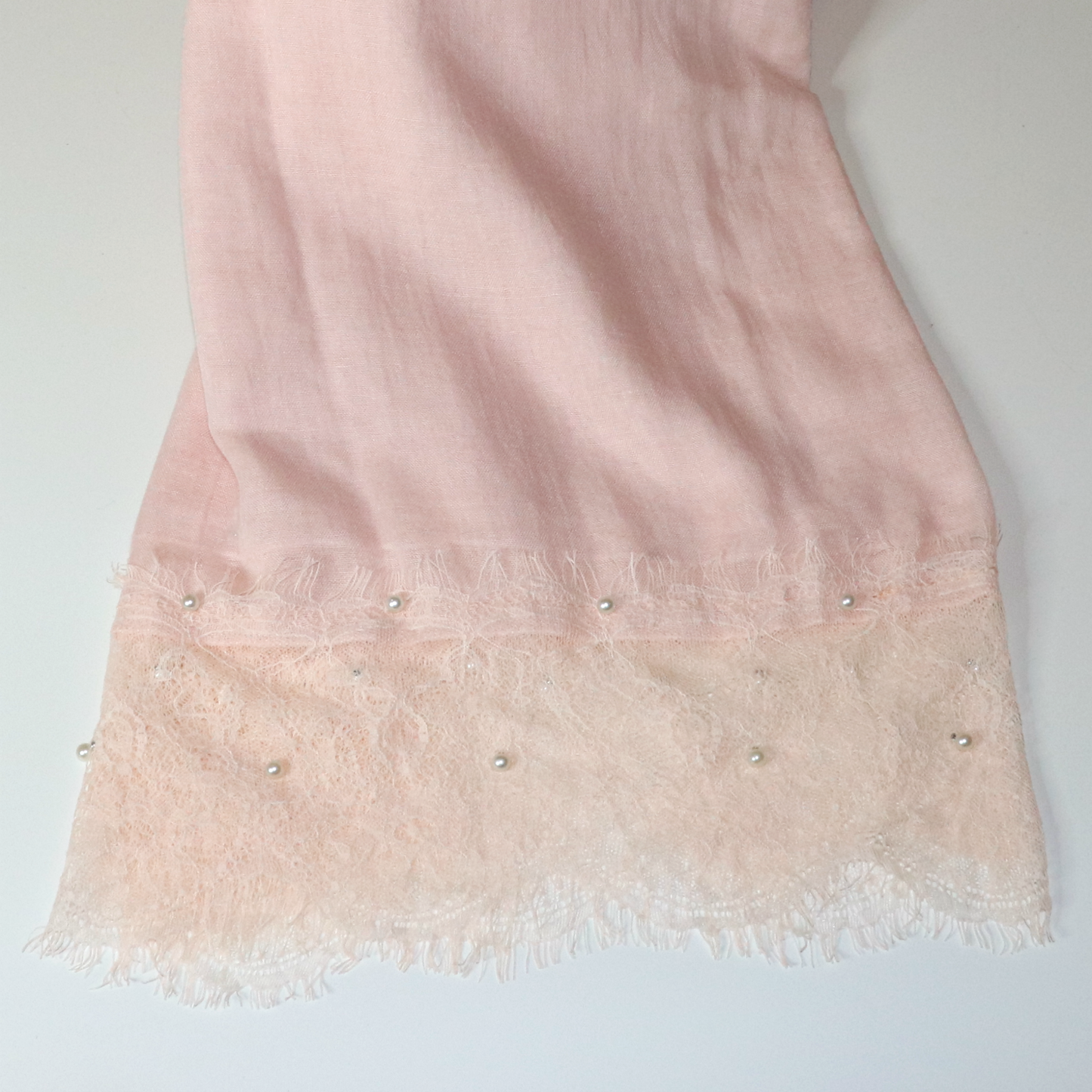 Lace & Pearl Cotton Viscose Hijab - Sugar Candy