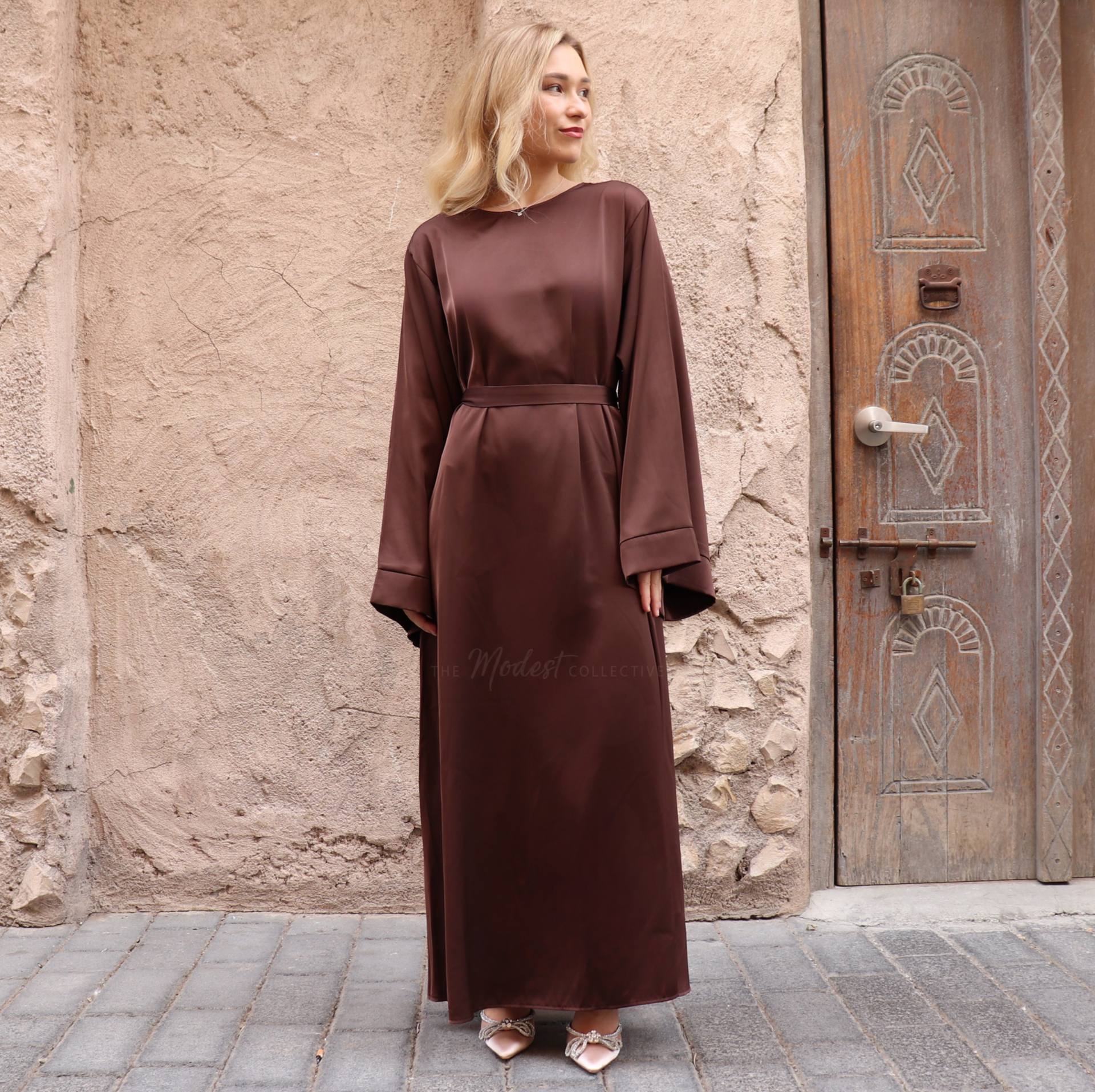 chocolate brown satin maxi dress Satin Maxi Dress