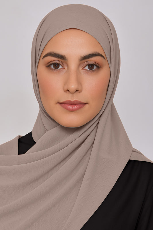 Crinkle Chiffon Hijab - Dark Taupe