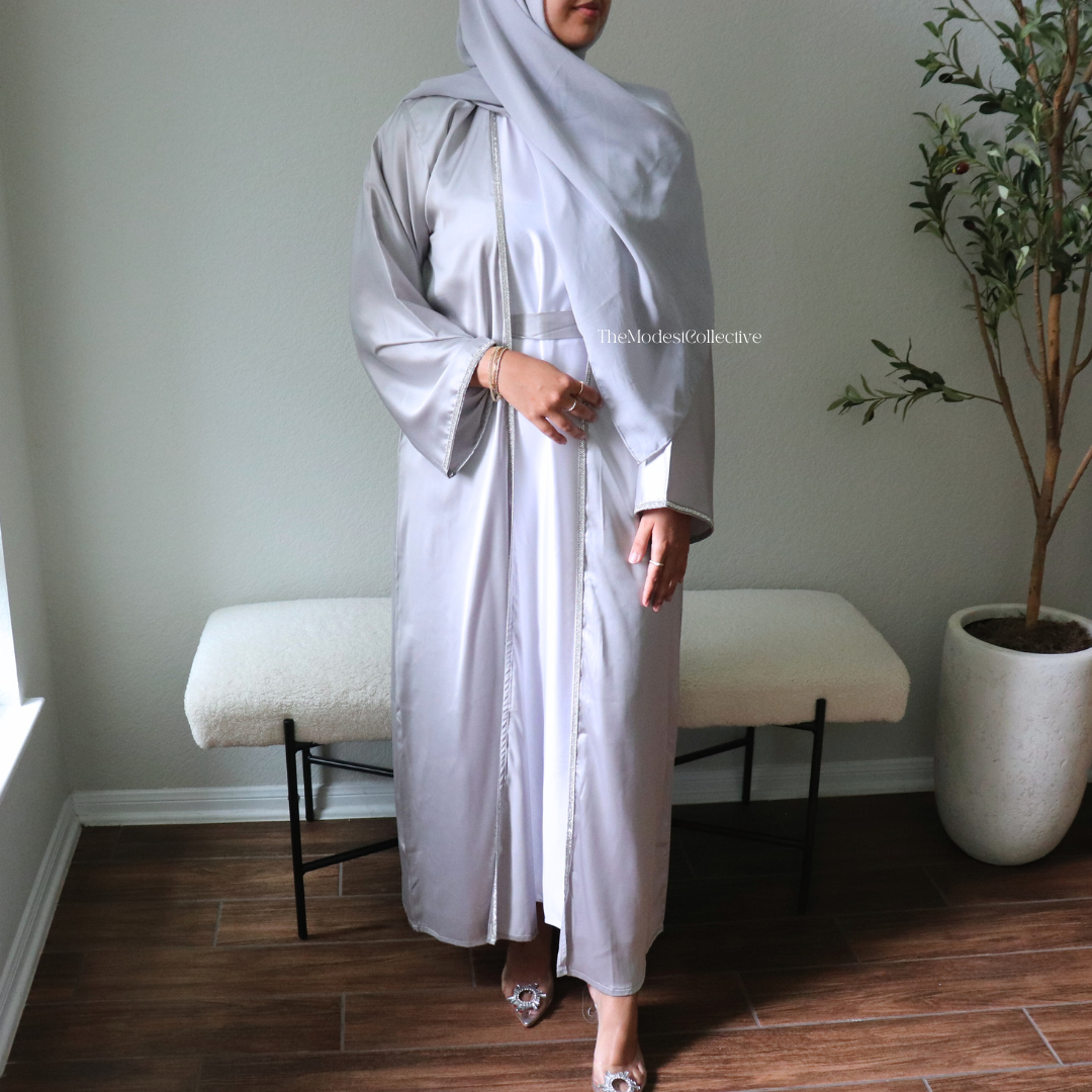 Grey embellished abaya