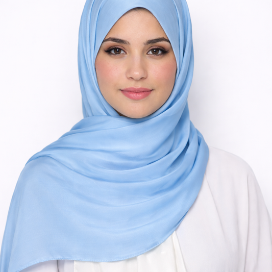 Silk Satin Hijab - Blue