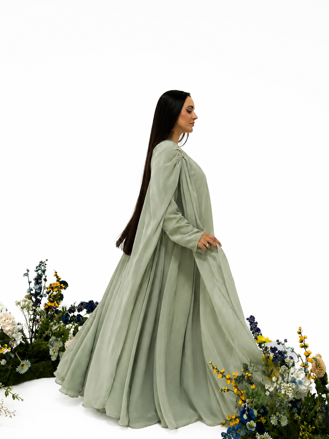 Elora Evening Gown with Cape