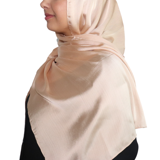 Champagne Satin Crinkle Chiffon Hijab | Stylish Women's Hijabs