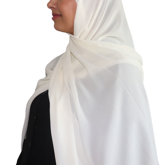 Crinkle Chiffon Hijab - Ivory