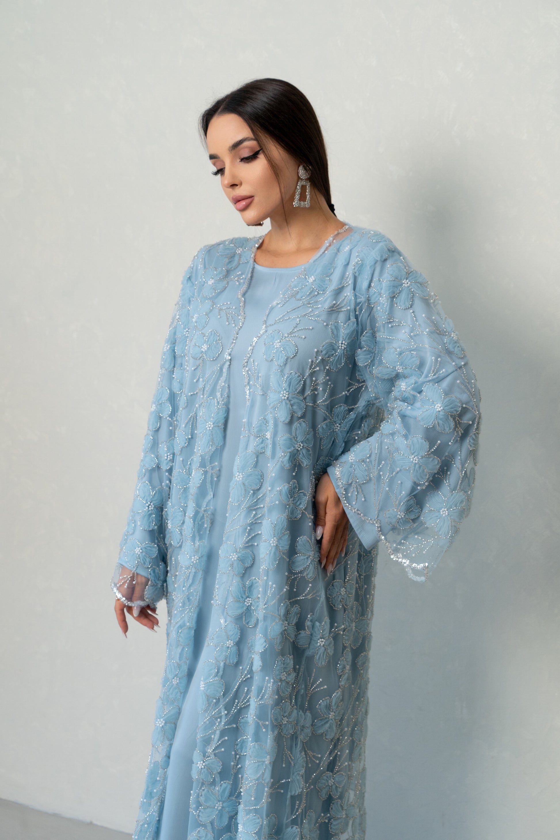 luxury abaya dress Dubai Silk Abaya Dress: Sultan Long Sleeve Maxi