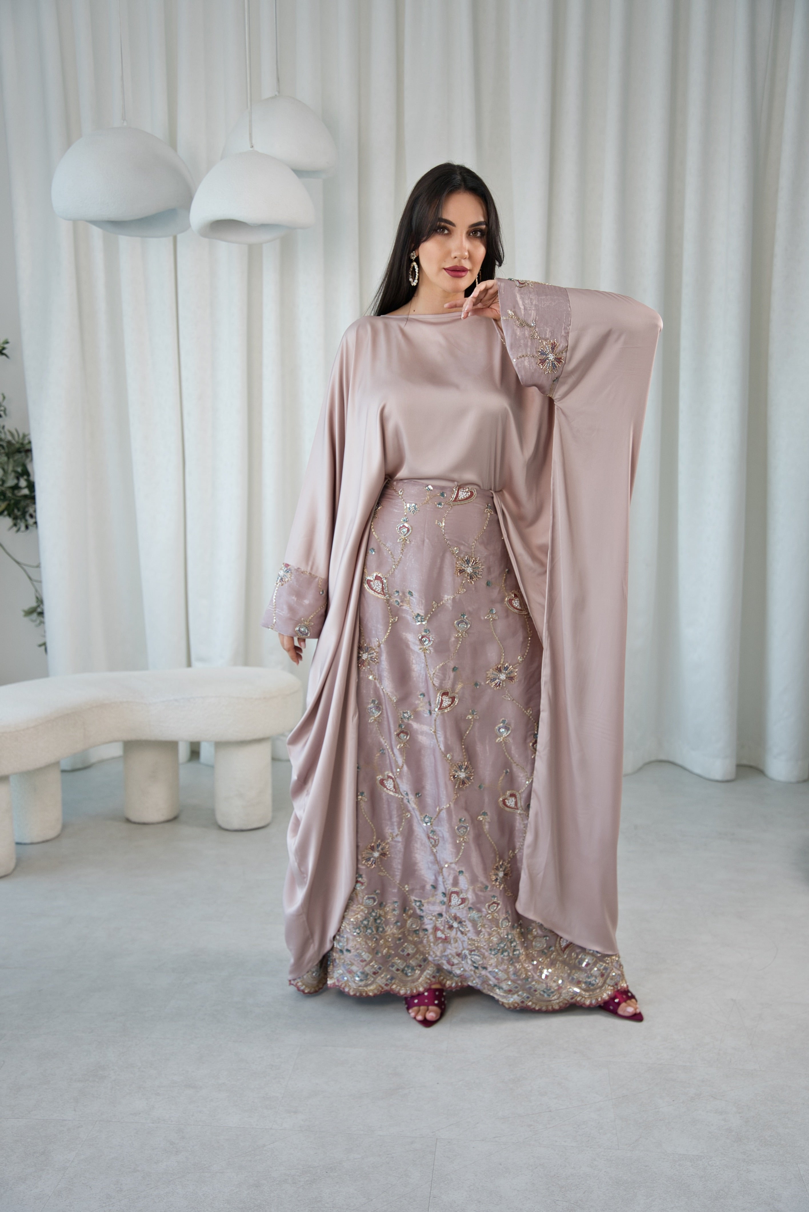 Roselle Embroidered 2 Piece Kaftan – The Modest Collective