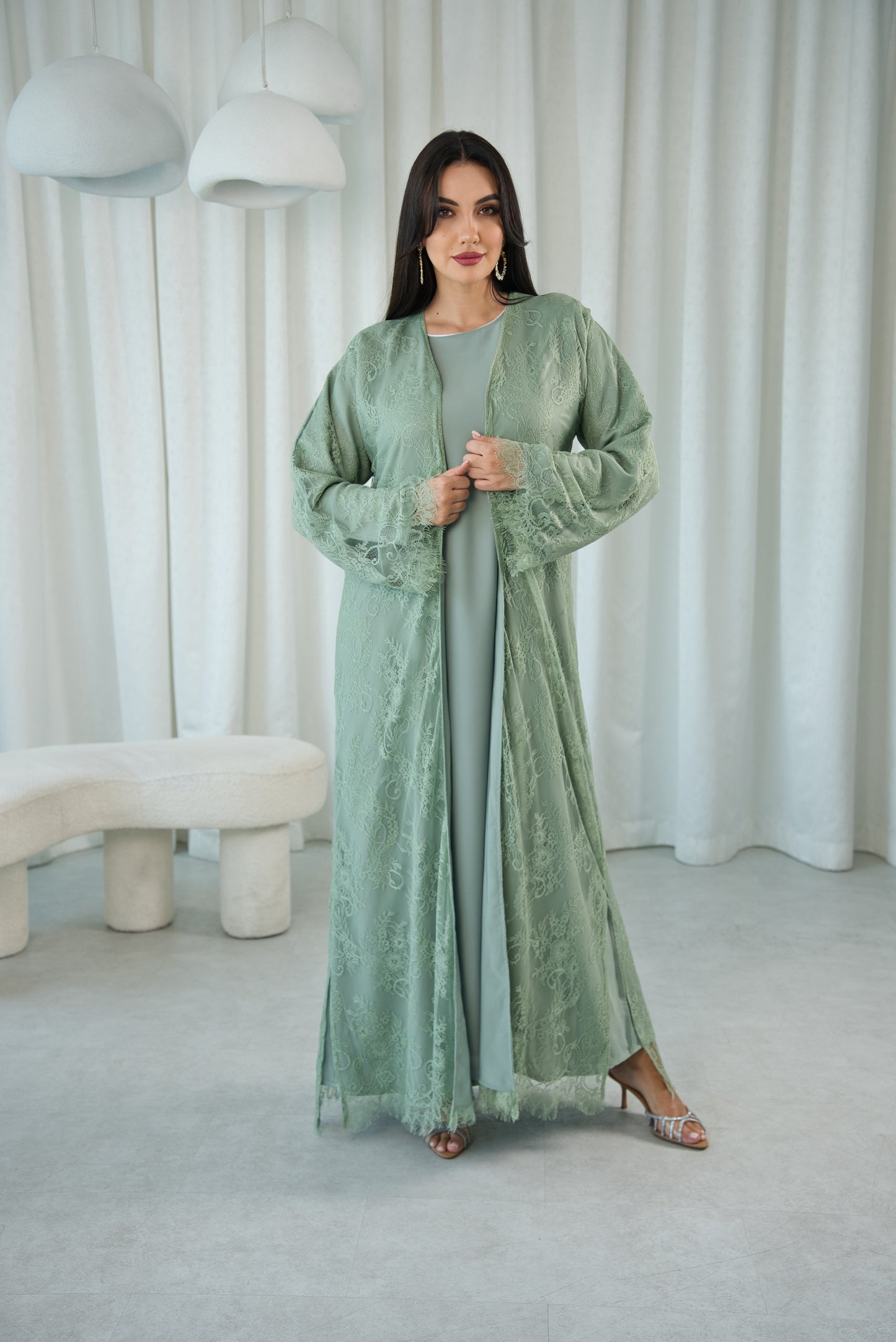 Lace Dreams Reversible Sage Abaya