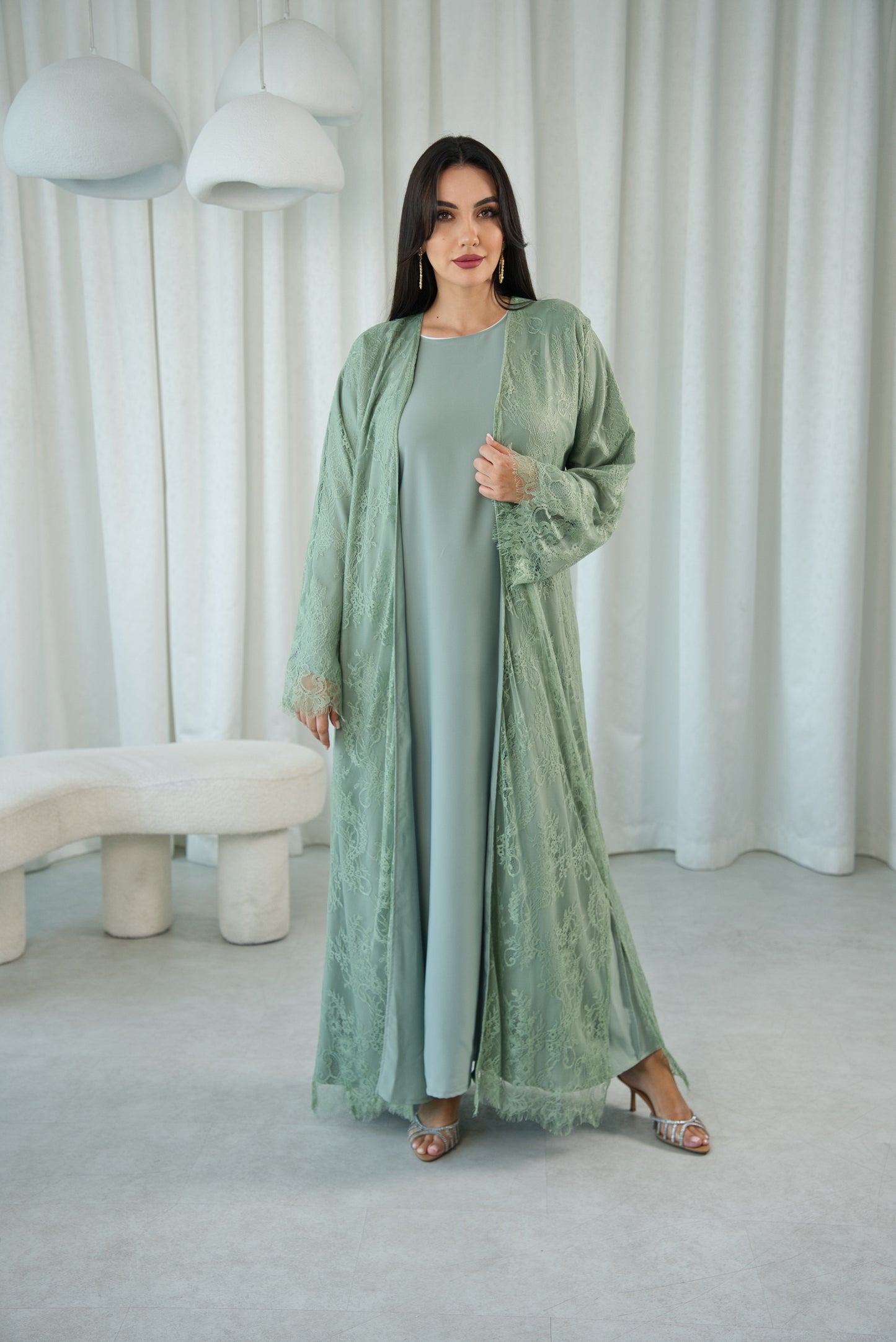 Lace Dreams Reversible Sage Abaya