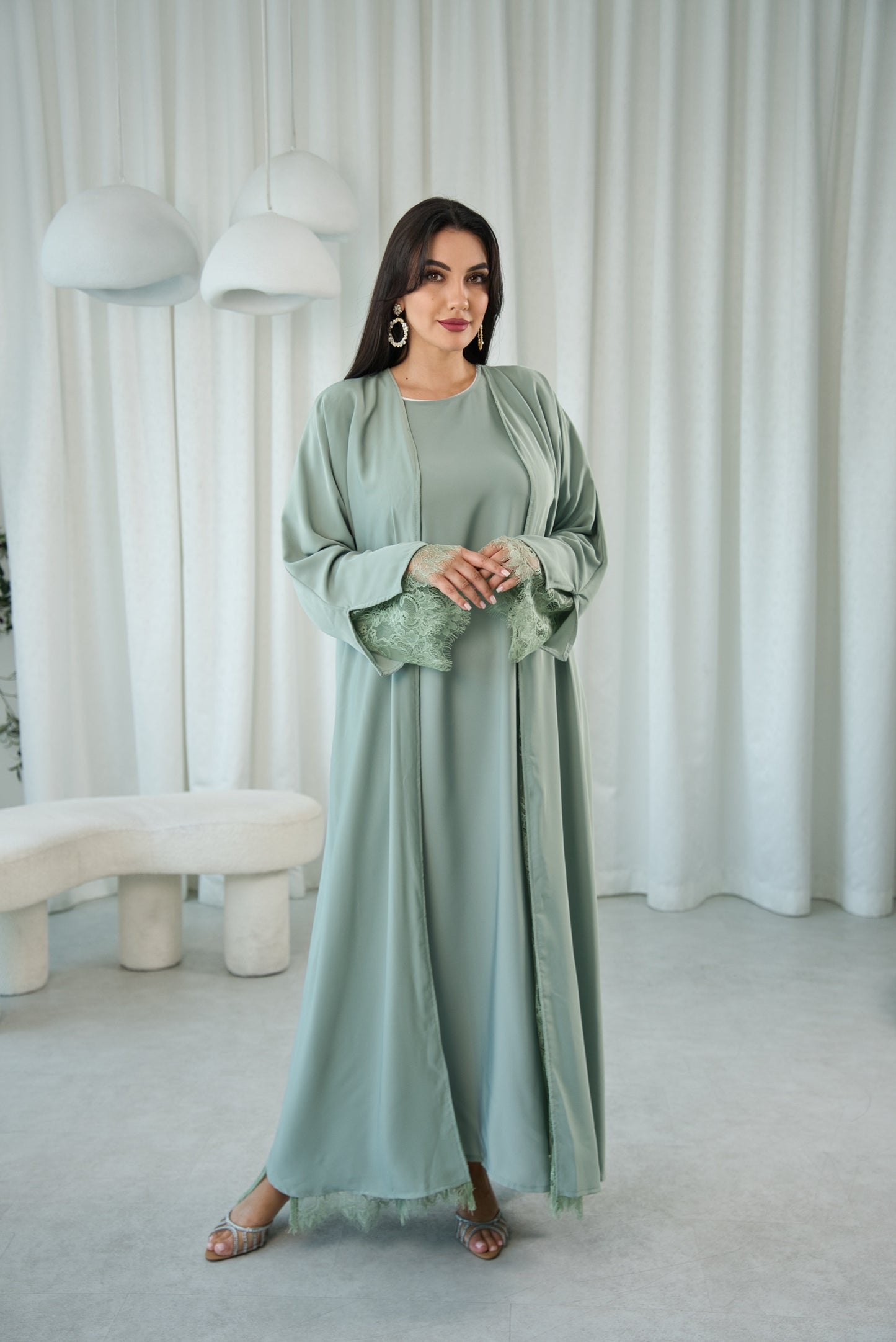 Lace Dreams Reversible Sage Abaya