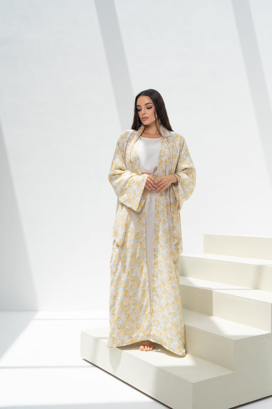 Chiffon Print Abaya Set - Sunlit Garden