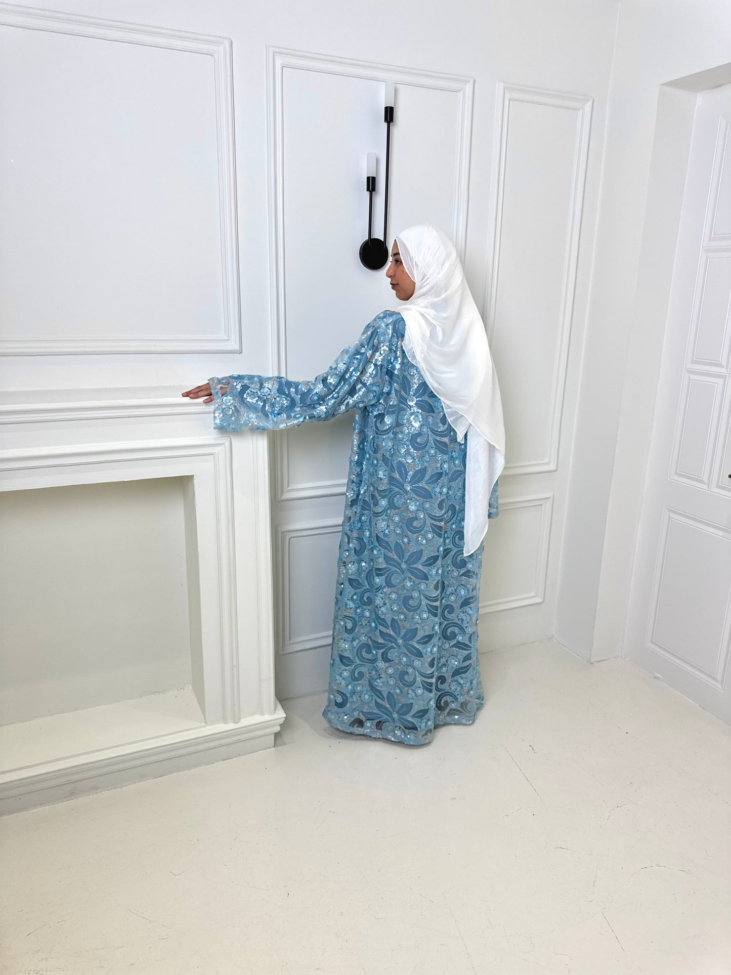 Ciel Rosé Sequin Abaya Set