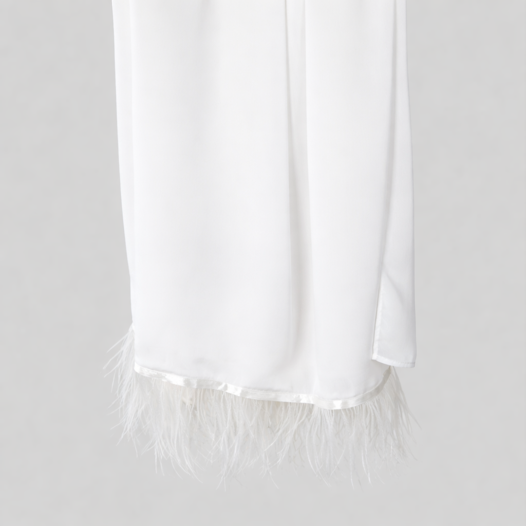 Feather Embellished Hijab - White