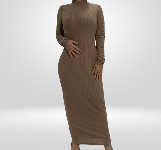 Long sleeve maxi dress - Nude