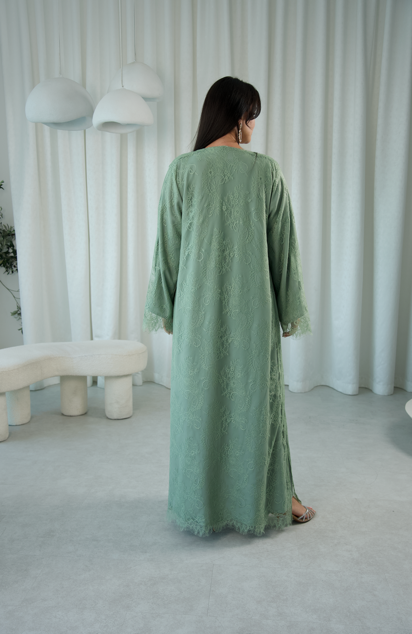 Lace Dreams Reversible Sage Abaya