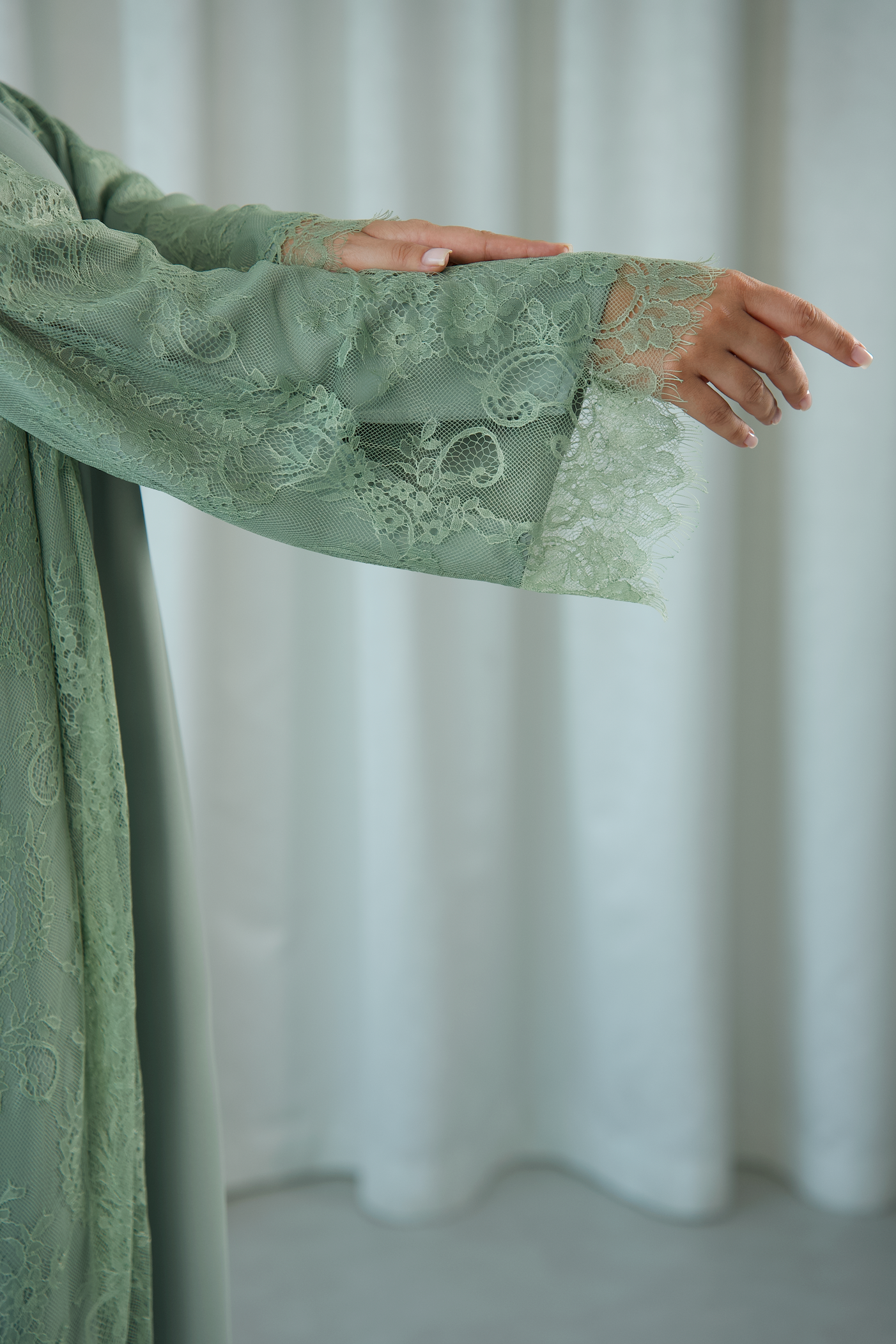 Lace Dreams Reversible Sage Abaya