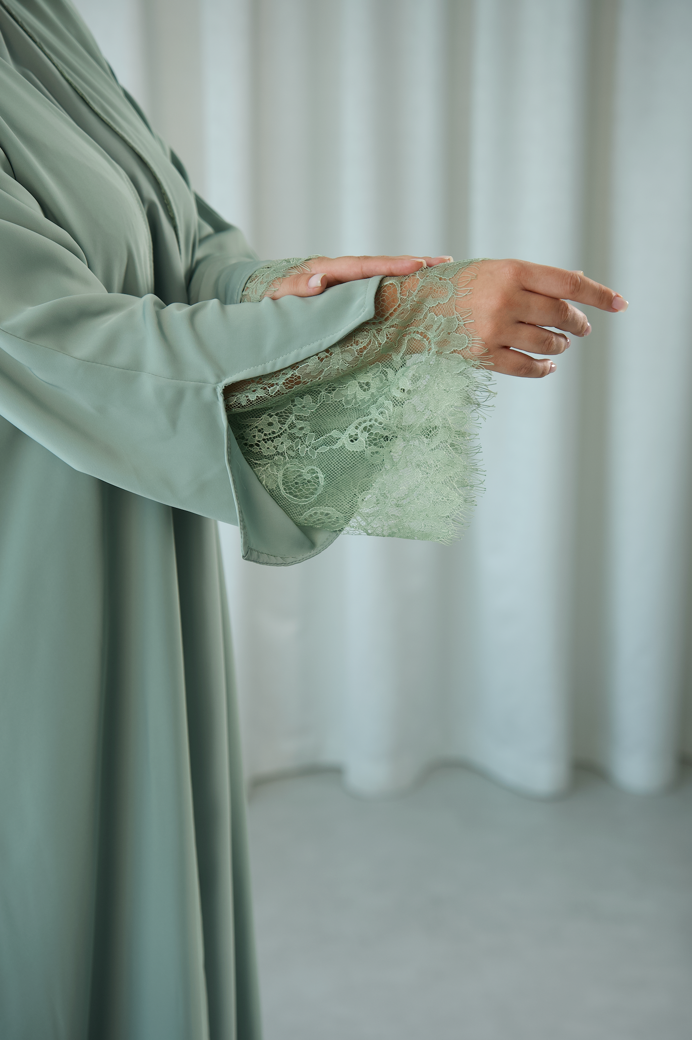 Lace Dreams Reversible Sage Abaya