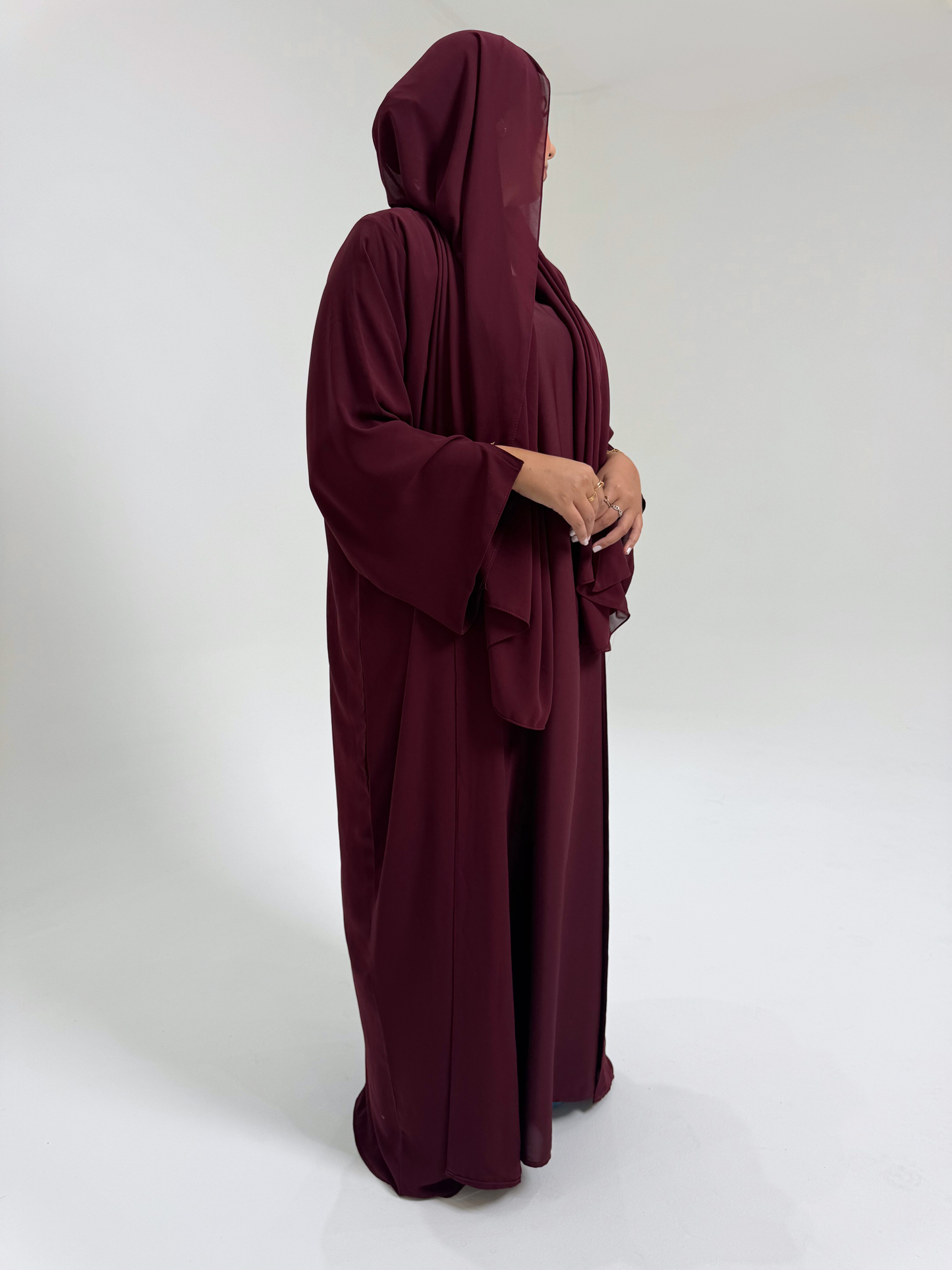chiffon abaya set burgundy abaya maroon abaya 