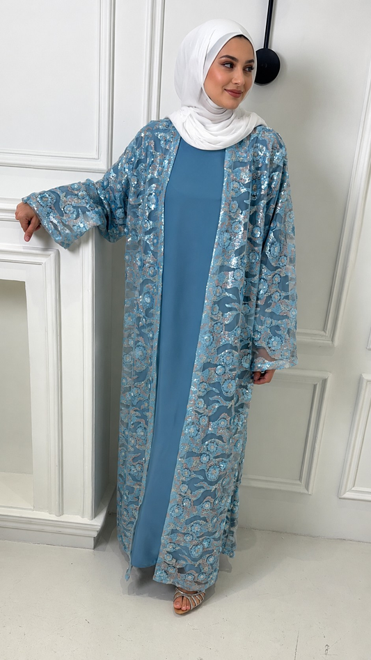 Ciel Rosé Sequin Abaya Set