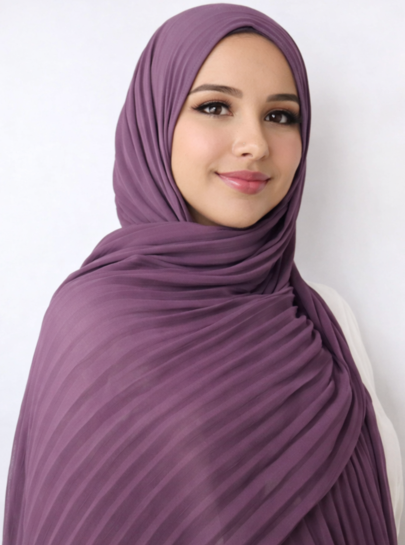 Pleated Chiffon Hijab - Purple