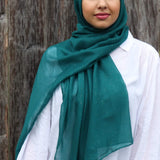 Cotton Viscose Hijab with Glitter - Forest Green