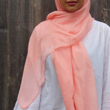 Cotton Viscose Hijab with Glitter - Coral