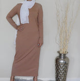 Long sleeve maxi dress - Nude