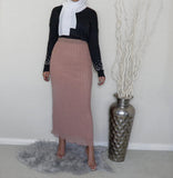 Pleated Maxi Skirt - Nude