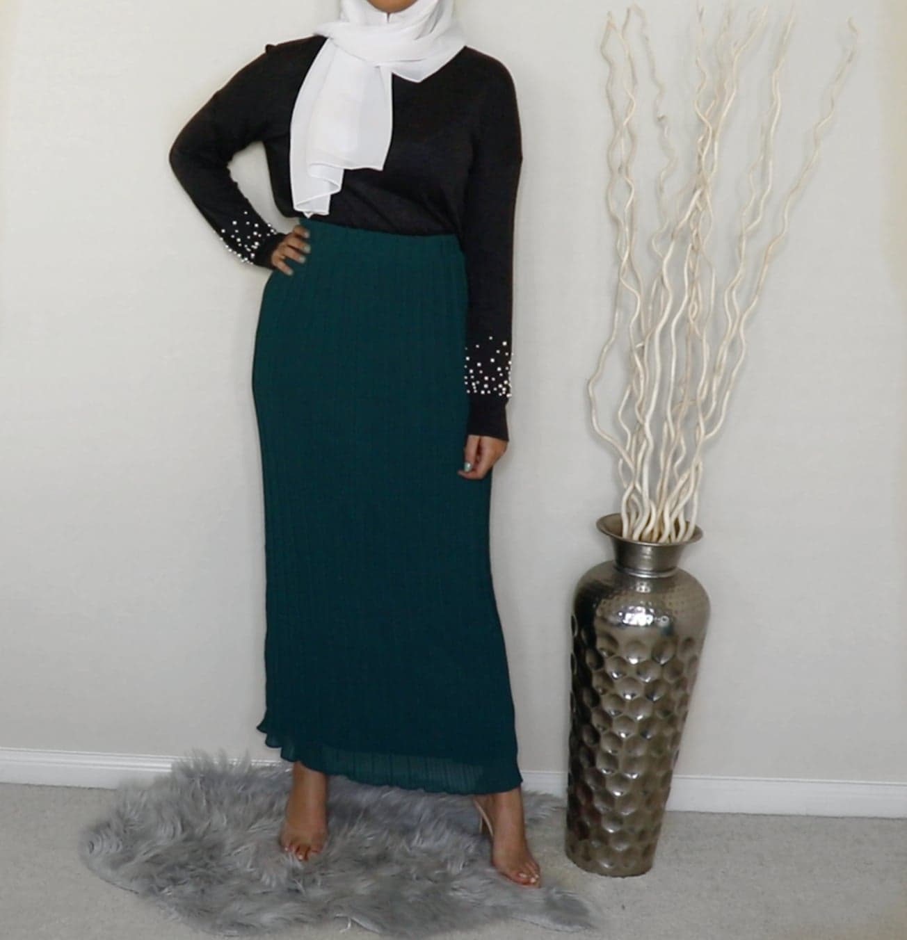 Pleated Maxi Skirt - Emerald