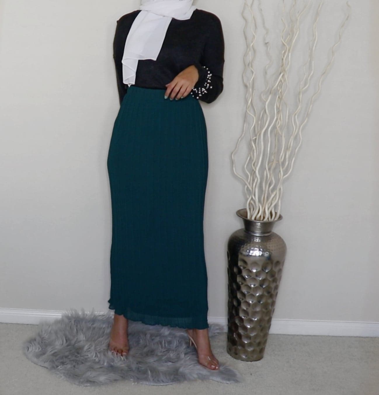 Pleated Maxi Skirt - Emerald