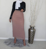 Pleated Maxi Skirt - Nude