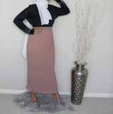 Pleated Maxi Skirt - Nude
