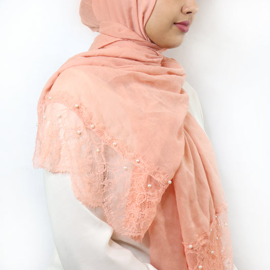 Peach Sorbet - Lace & Pearl Cotton Viscose