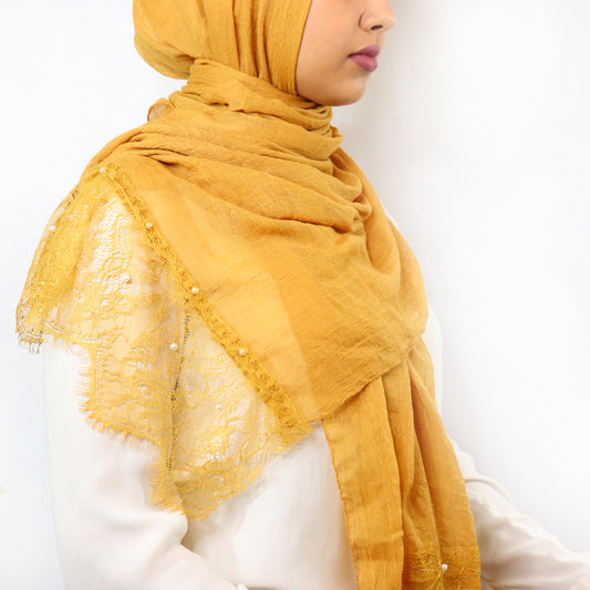 Mustard - Lace & Pearl Cotton Viscose