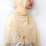Sand - Pearl Lasercut Chiffon