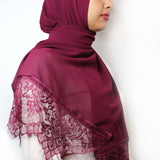 Bordeaux - Chiffon with Lace Edge