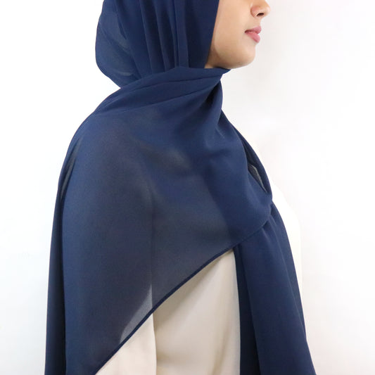 Premium Chiffon Hijab - Navy