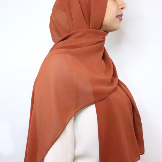 Premium Chiffon Hijab - Terracota