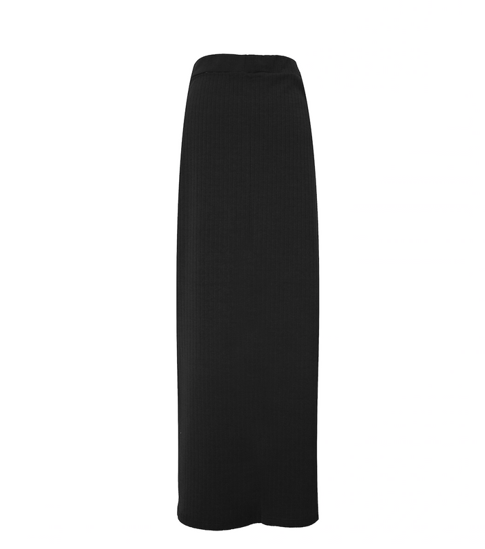 Ribbed Maxi Skirt - Black