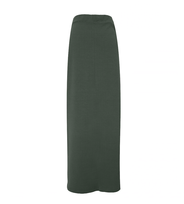Ribbed Maxi Skirt - Army green