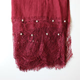 Burgendy - Lace & Pearl Cotton Viscose