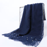 Navy - Lace & Pearl Cotton Viscose