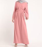 Belted plain dress - Pink